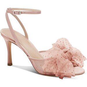 Women's Cute Light Pink Bow Tie Slingback Peep Toe Heel Summer Sandals Shoes